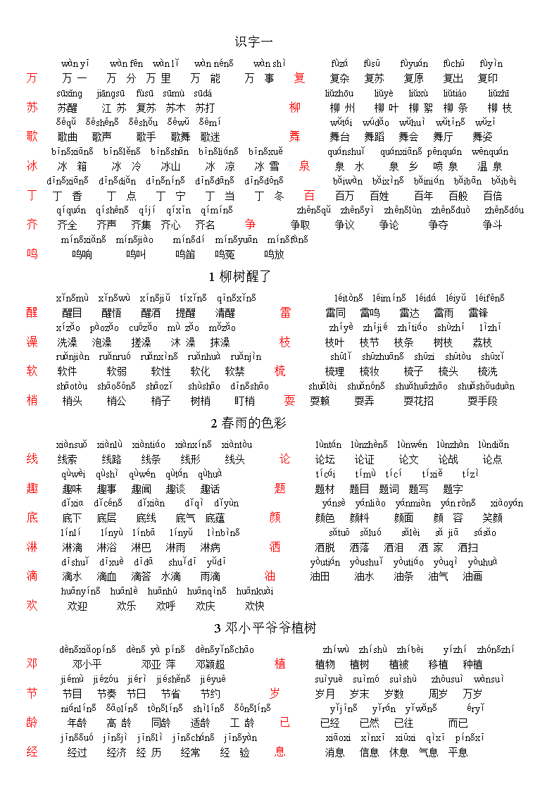 一年级语文下册全部生字表组词.doc