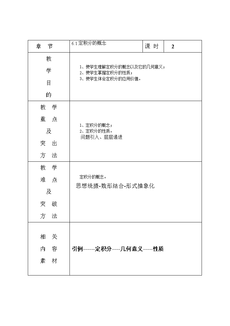 大学文科数学第六章定积分定义性质讲义.doc