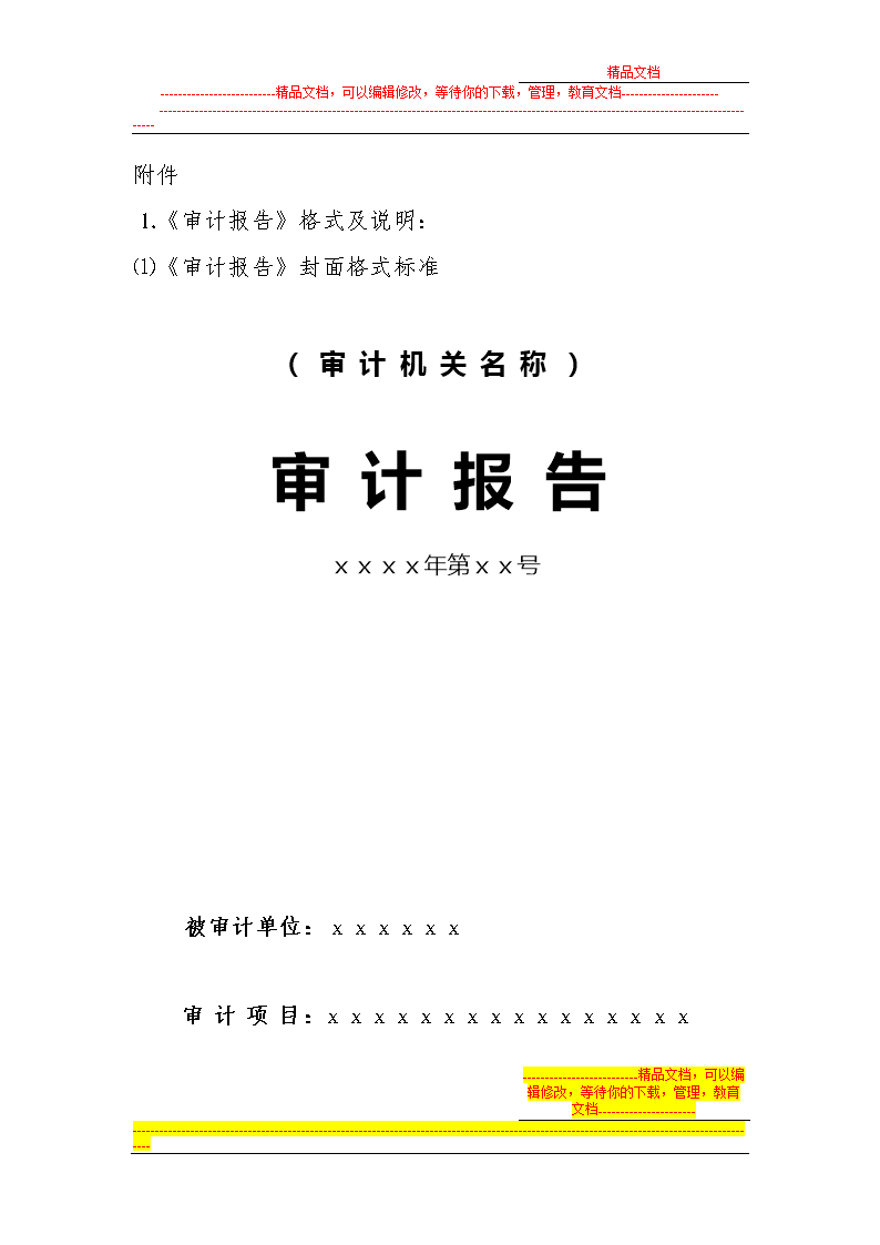审计节报告格式不及说明.doc
