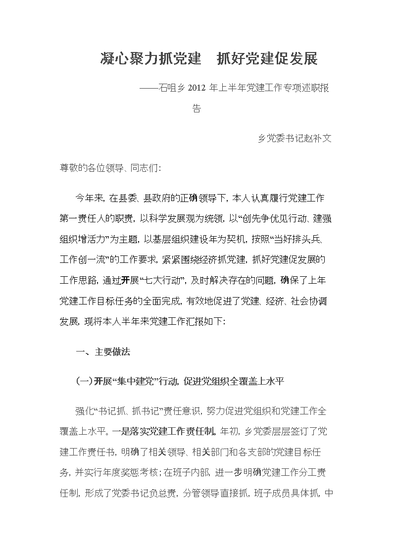 (凝心聚力抓党建抓好党建促发展.doc