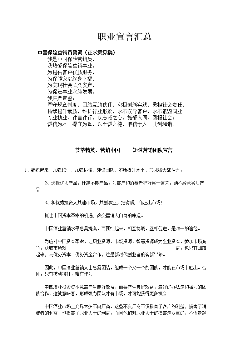 职业参考宣言汇总doc16页