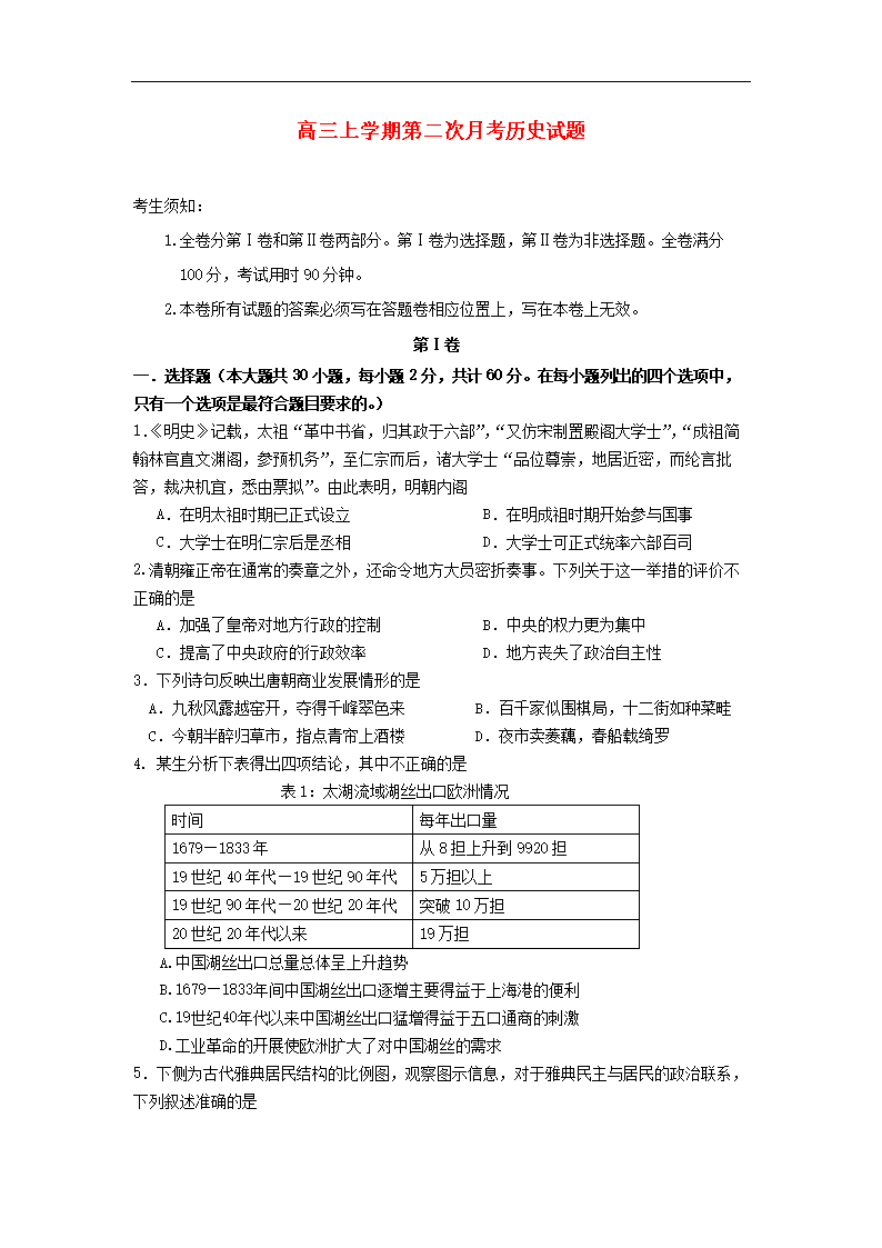 浙江省苍南县巨人中学高三历史上学期第二次月