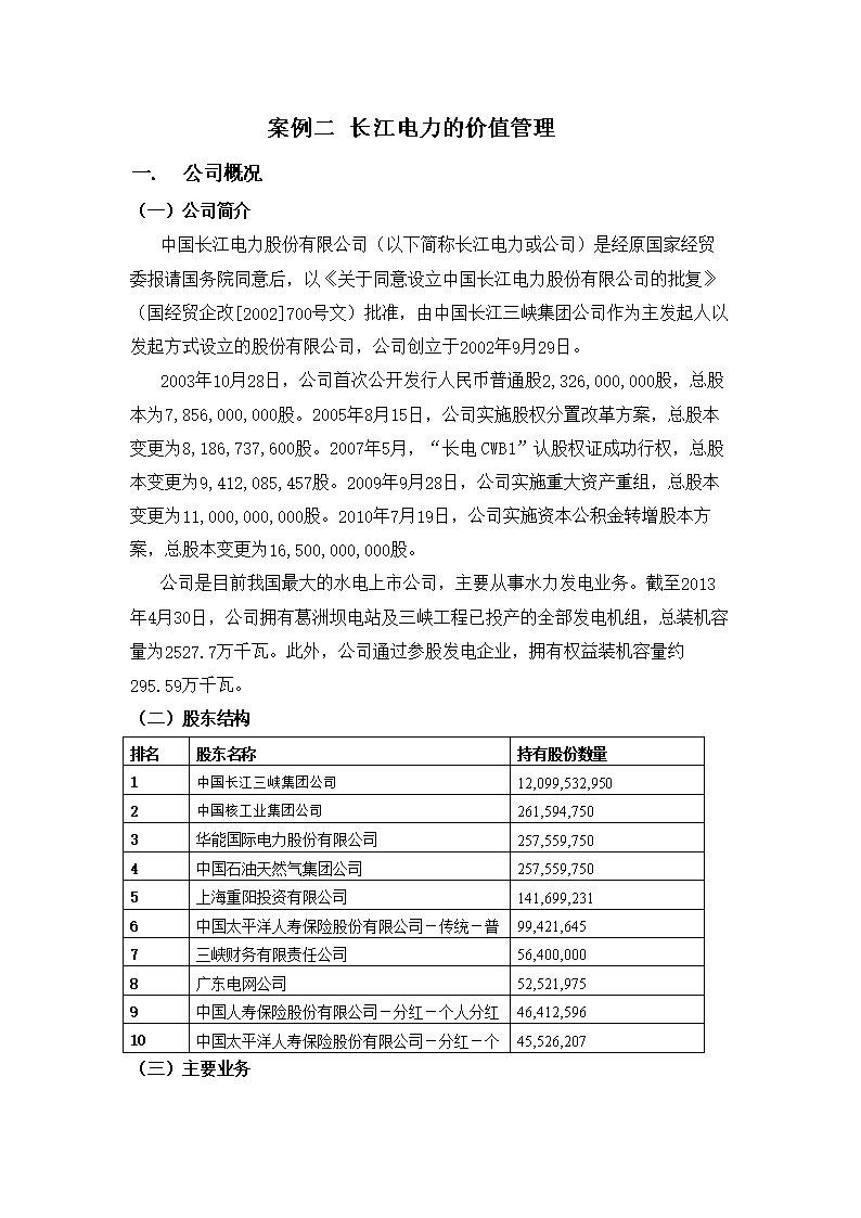 长江电力的价值管理长江电力的价值管理.doc