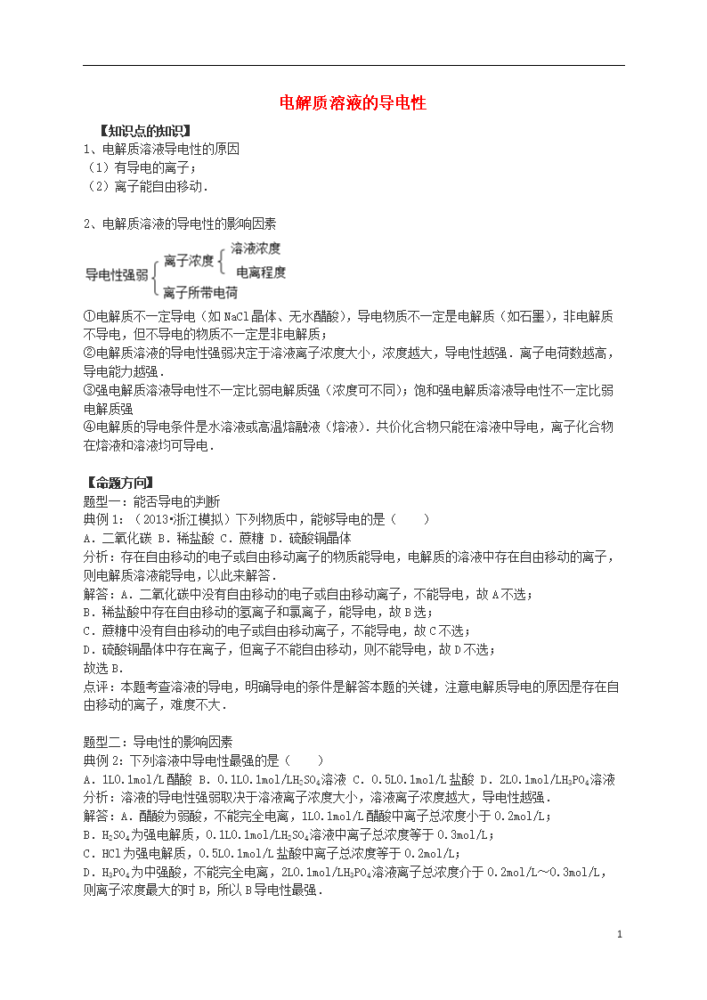 6高考化学一轮复习考点精练精析电解质溶液的